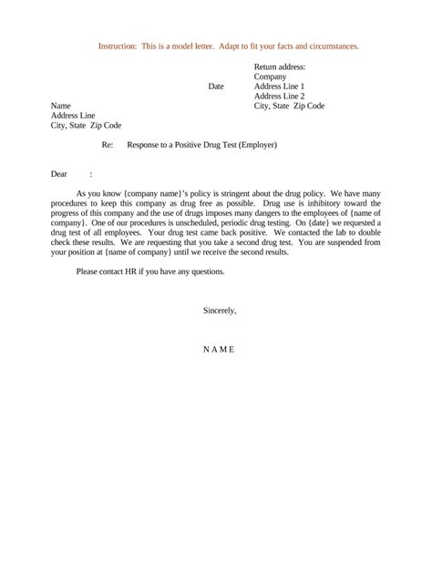 sample failed drug test letter